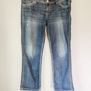 Woman's Silver Twisted Capri Jeans Sz 31